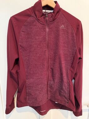 adidas Maroon Zip-Front running  Jacket